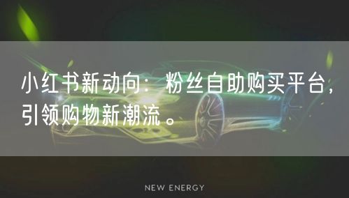 小红书新动向：粉丝自助购买平台，引领购物新潮流。