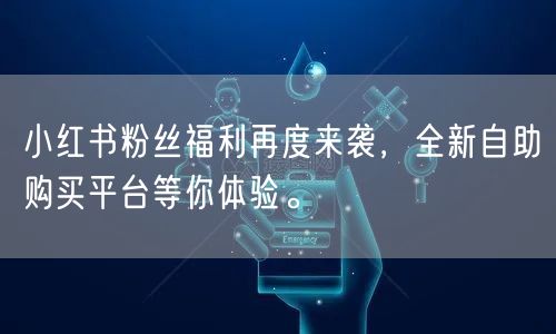 小红书粉丝福利再度来袭,全新自助购买平台等你体验。