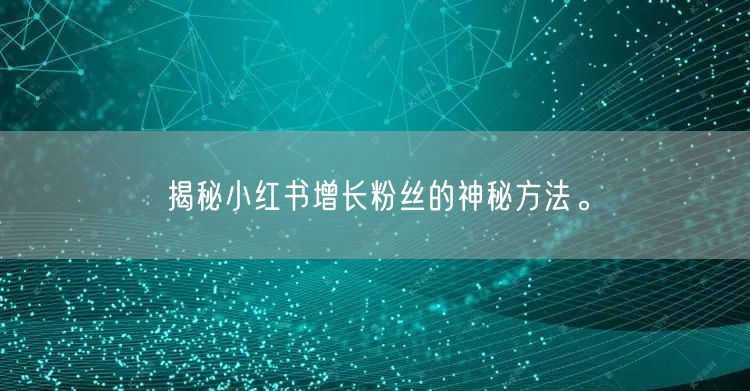 揭秘小红书增长粉丝的神秘方法。