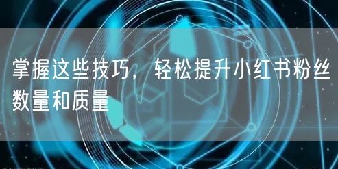 掌握这些技巧,轻松提升小红书粉丝数量和质量