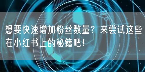 想要快速增加粉丝数量?来尝试这些在小红书上的秘籍吧!